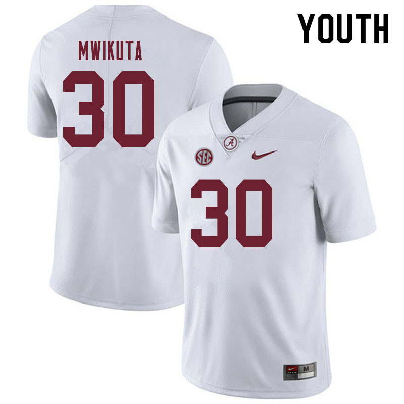 Youth #30 King Mwikuta Alabama Crimson Tide College Football Jerseys Sale-White